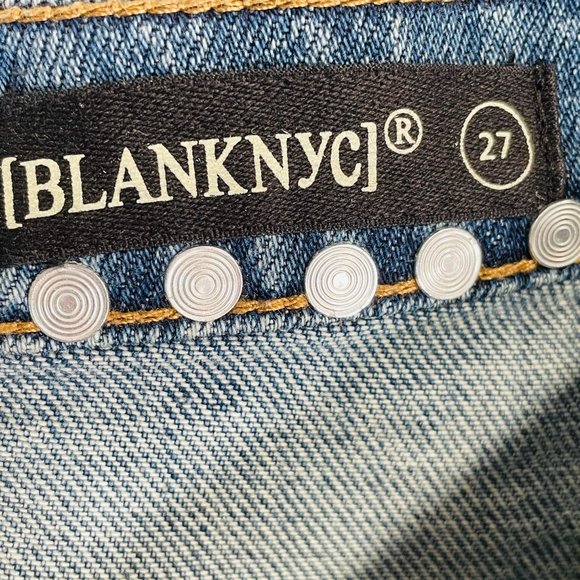 Blank NYC Silver Studded Blue Jean Skirt Size 27 - Picture 7 of 8